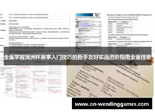 全面掌握澳洲杯赛事入门技巧的新手友好实战进阶指南全面提要